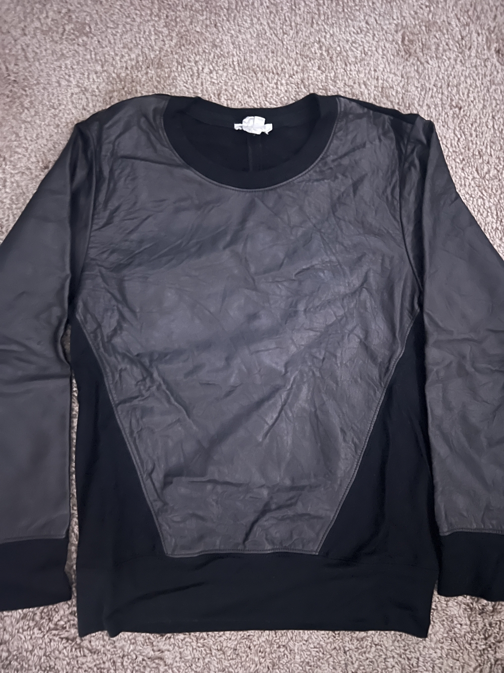 Helmut Lang Black Leather Crewneck